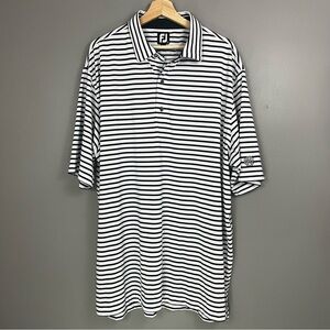 FootJoy Polo Shirt XXL 2XL Blue White Striped Perfomance Lightweight Golf KCC